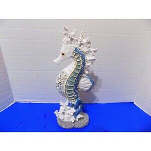 NEW Fancy Sea Horse Figurine Sculpture Nautical Fish Seahorse Mirror Inlays